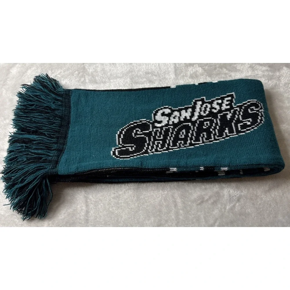 San Jose Sharks NHL Hockey Printed Double Sided Logo Scarf Black/Green